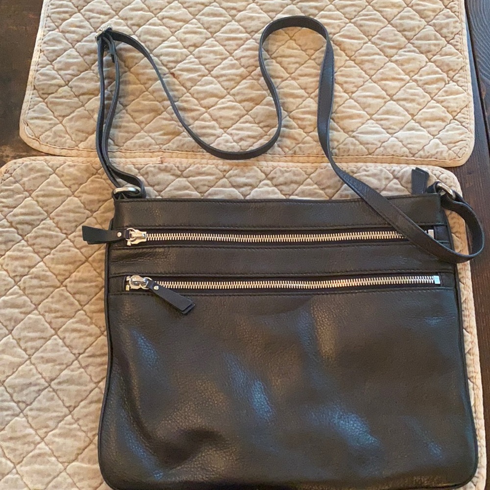 Black leather crossbody purse